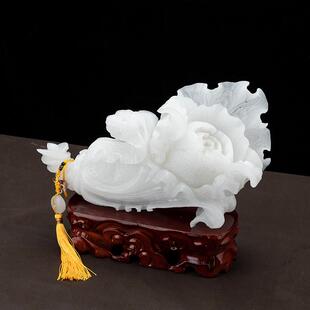 送平安扣流苏阿富汗白玉白菜摆件批发家居办公室大白菜摆饰