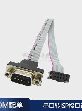 串口转ISP接口线 RS232转JTAG接口 com口挡板线主板 DB9转FC10P