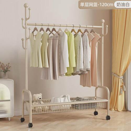 晾衣架落地衣帽架卧室家用挂衣架带轮可移动阳台简易凉衣挂衣架子