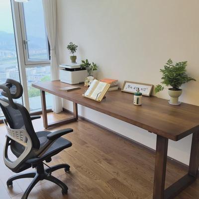 ll实木大板双人电脑桌台式卧室家用办公桌大长书桌工作台两人电竞