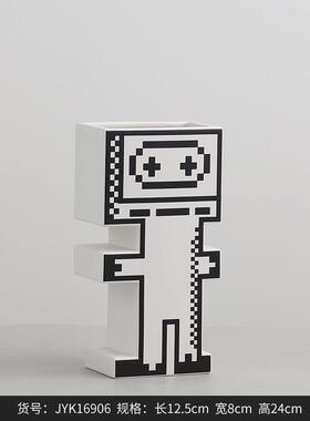 异形动物创意招财猫彩绘陶瓷花瓶花器摆件高档轻奢软装家居装饰品