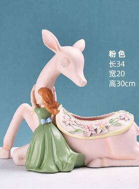 创意手工鹿公主纸巾盒摆件茶几收纳欧式纸盒家居客厅简约餐纸抽