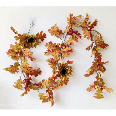 丰收节叶万圣节装饰南瓜橡装饰浆果枫叶藤条向日葵仿真藤条