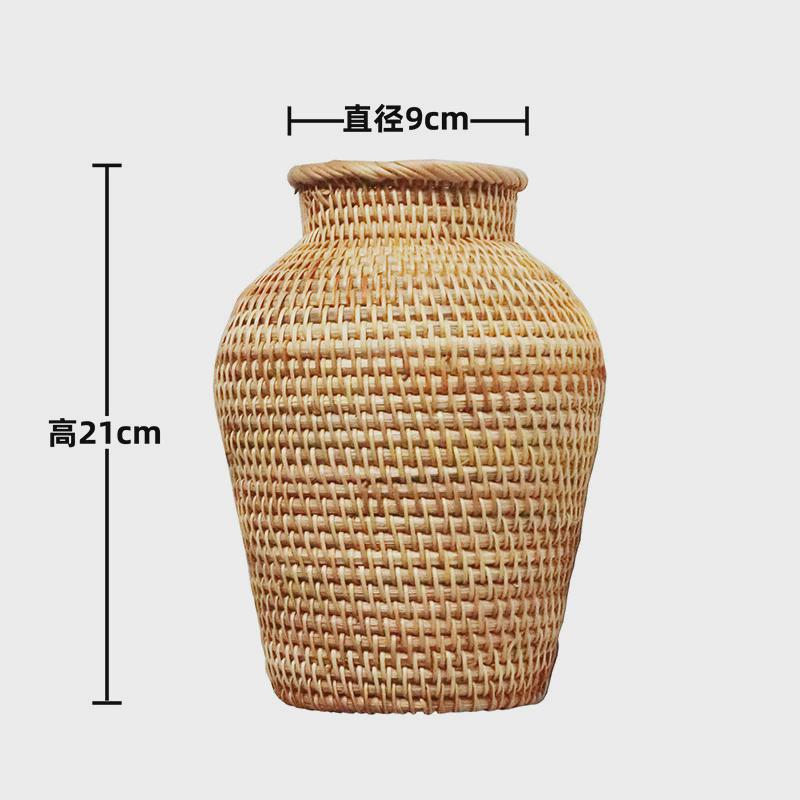 北欧风格编织花瓶欧式乡村民宿文艺复古藤编素面装饰花瓶摆件