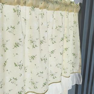 37n美式遮光小窗帘免打孔厨房短帘半帘不透人魔术贴阳台半截遮挡