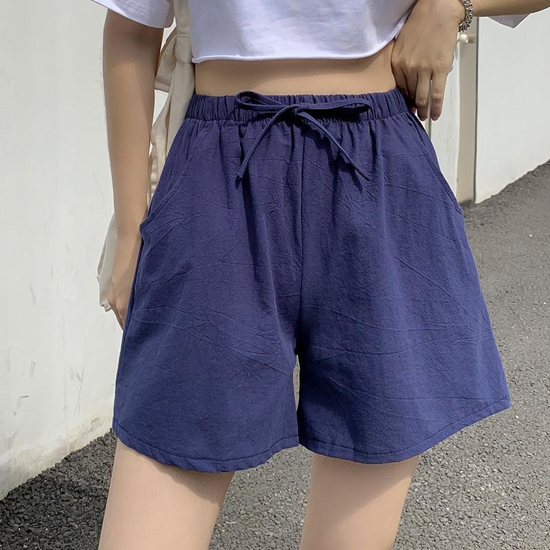 棉麻休闲短裤女大码阔腿裤居家沙滩热裤夏季宽松休闲运动五分裤子