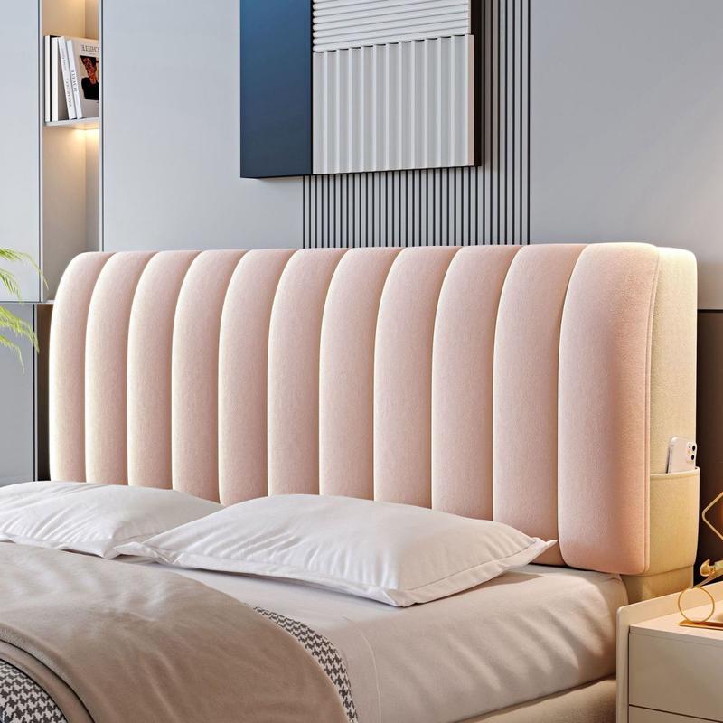 加厚床头罩套软包靠背全包2024新款简单大方防撞防尘皮木床头套罩