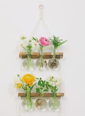 创意水培植物插花玻璃花瓶悬挂园艺墙面装饰挂墙壁挂水养植物花器