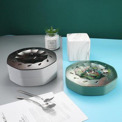 创意塑料分格糖果盒客厅坚果糖果盘带盖家用水果盘年货双层干果盘