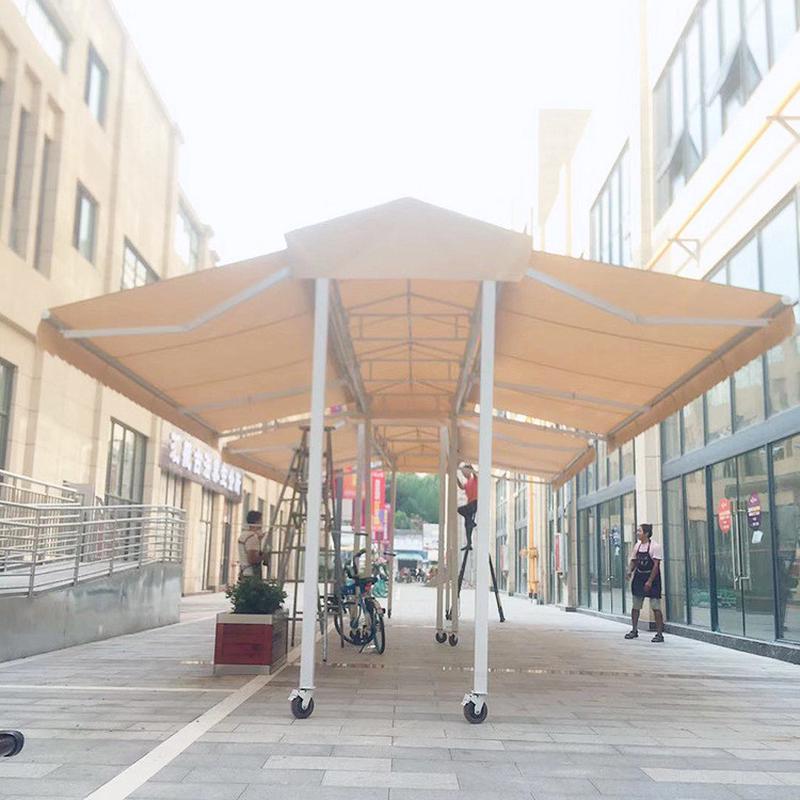 户外双开伸缩雨棚推拉庭院遮阳篷阳台小区双向遮阳棚厂家订货