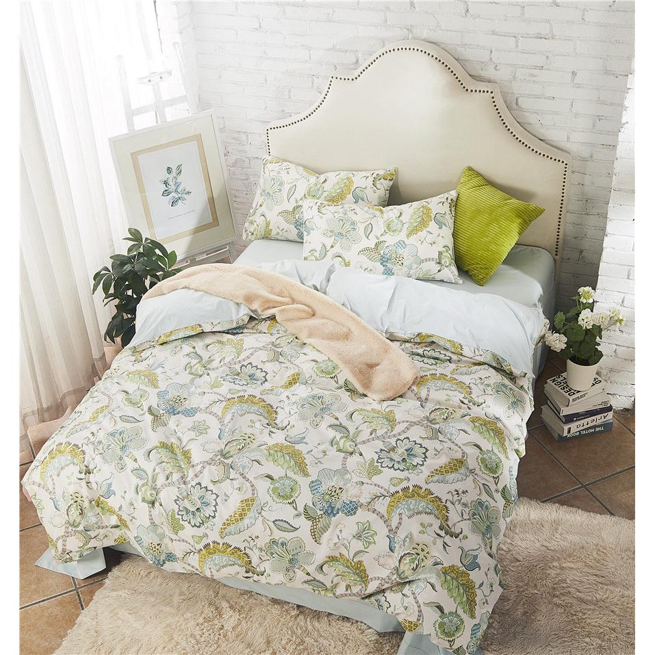 田园60支印花新款风贡缎四件套全棉埃及长绒棉床上用品套件