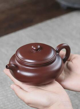 06ym【】宜兴原矿手工李晓璐泡茶壶手工紫砂壶紫朱泥扁腹壶2