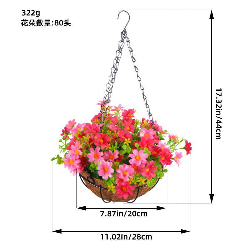 纵鸿春季仿真花吊篮铁艺蝴蝶结挂篮花环家居花卉多款吊盆装饰批发