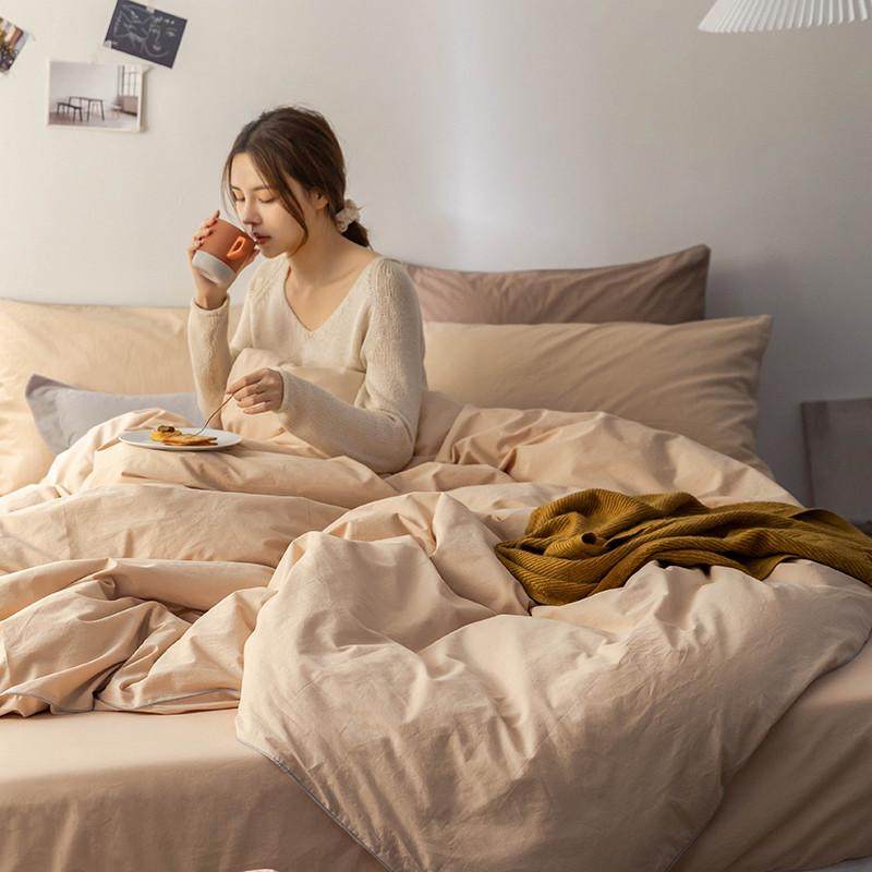 ins床单四件套全棉纯棉学生宿舍三件套床笠双人被套纯色床上用品,床上用品,床品套件/四件套/多件套,淘宝优惠券,粉丝福利购,淘宝优惠卷
