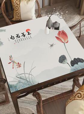 s83v八仙轻奢红木桌布防水防油免洗正方形餐桌台布方形茶几垫中式