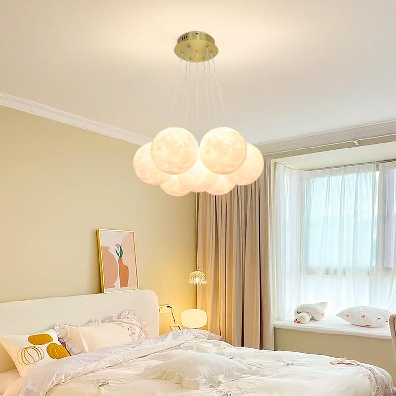 热销星球灯泡泡球吊灯月球客厅灯创意魔豆玻璃法式奶油风轻奢卧室