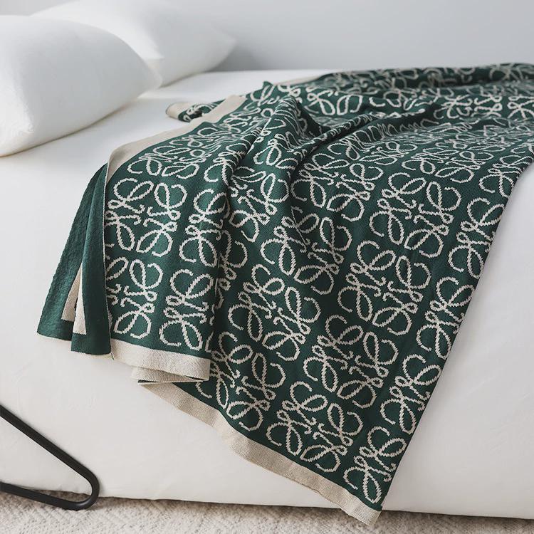 热销美式针织毯春秋现货盖毯细织毛毯装饰样板间民宿床尾巾毯工厂