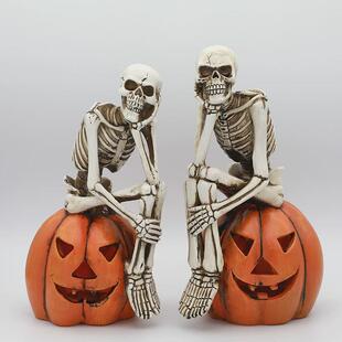 万圣节装饰装饰南瓜灯骷髅三叠万圣节场景布置道具狂欢节派对场景