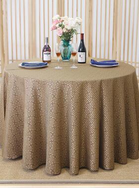 86m0酒店格子台布圆形蓝色迷宫餐厅中式桌布酒楼会议桌裙台裙