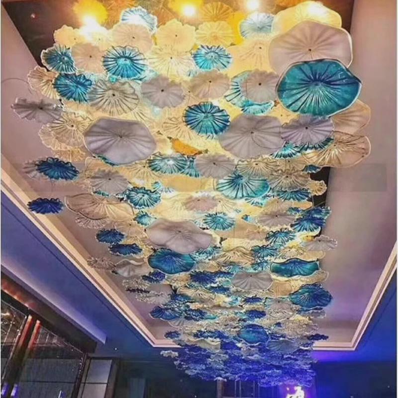 空中吊饰玻璃荷叶吊顶挂件酒店会所样板间商场中庭软装灯具艺术饰