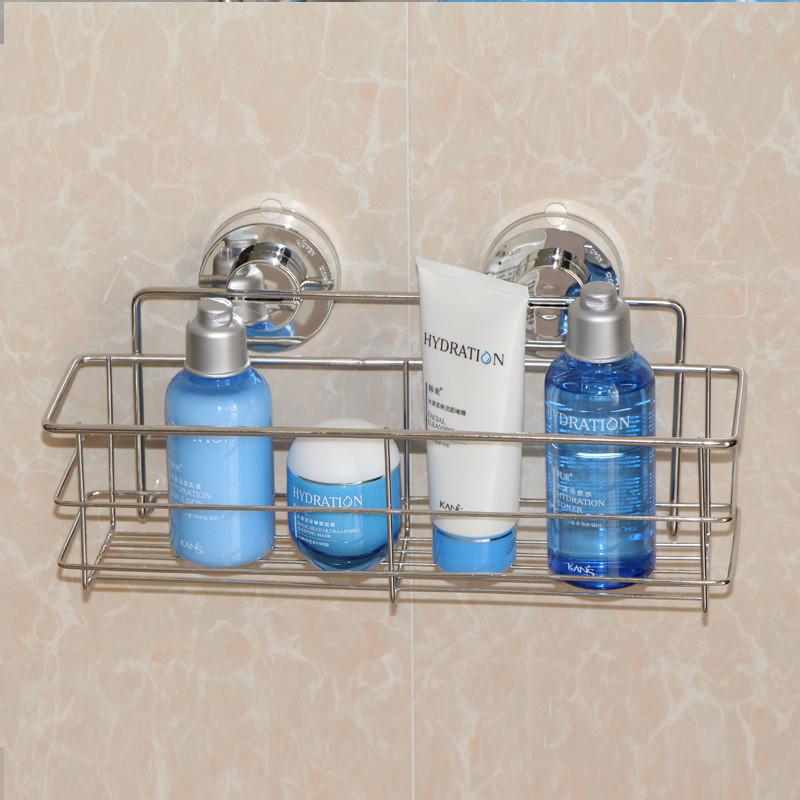 加压式瓶免打孔不锈钢长粘性架浅瓶架厨房浴室卫生间置物架