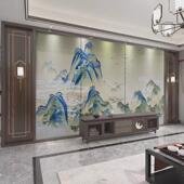 定制新中式 沙发客厅山水刺绣背景墙卧室床头壁布电视护墙板硬包