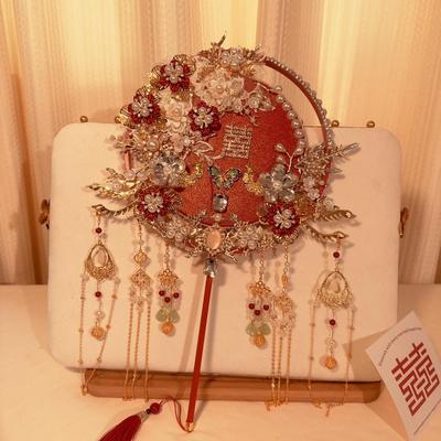 团扇新娘结婚扇手工中式秀禾服喜扇婚礼高级diy材料成品扇子重工