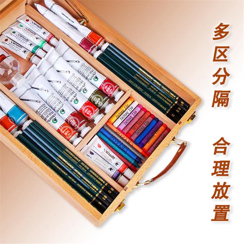 手提画箱木制美术箱便携油画箱水彩写生画可升降桌面画架箱画盒