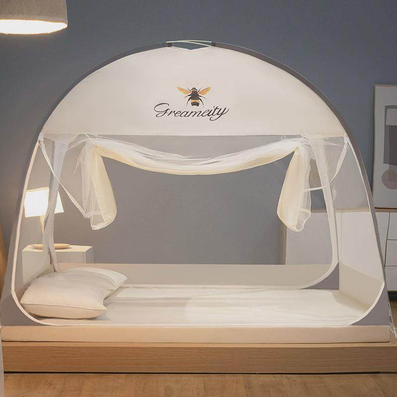 免安装家用蒙古包蚊帐1.8米1.5m可折叠加厚圆顶全底纹帐加密防尘,床上用品,蚊帐,淘宝优惠券,粉丝福利购,淘宝优惠卷