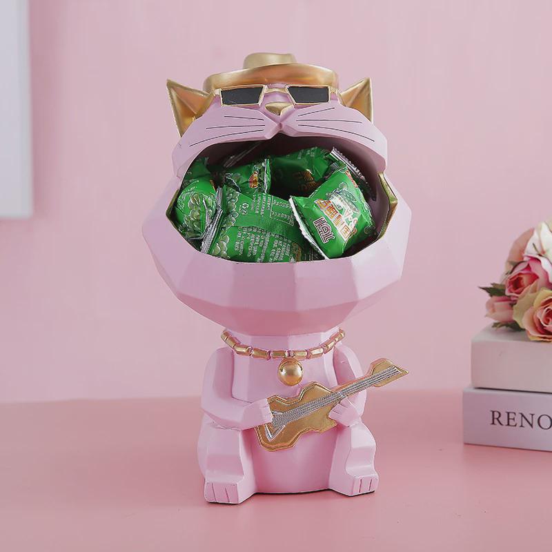 轻奢创意家居装饰品客厅茶几入门玄关鞋柜钥匙果盘猫收纳摆件