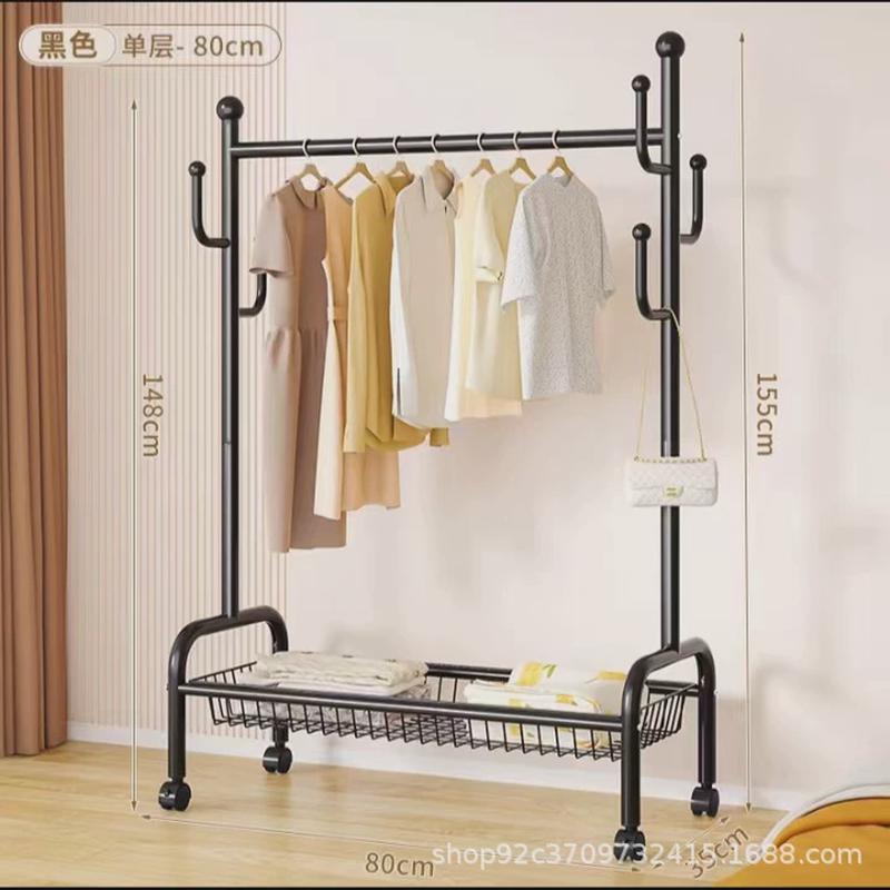 家用衣帽架可移动挂衣收纳置物架网红轻奢简易出租屋晾衣架挂衣架