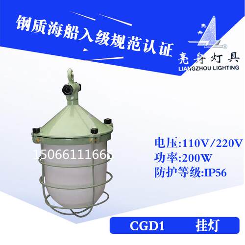 热销上海亮舟船用码头白炽灯cgd1铸铝大功率挂灯220v200w甲板水密