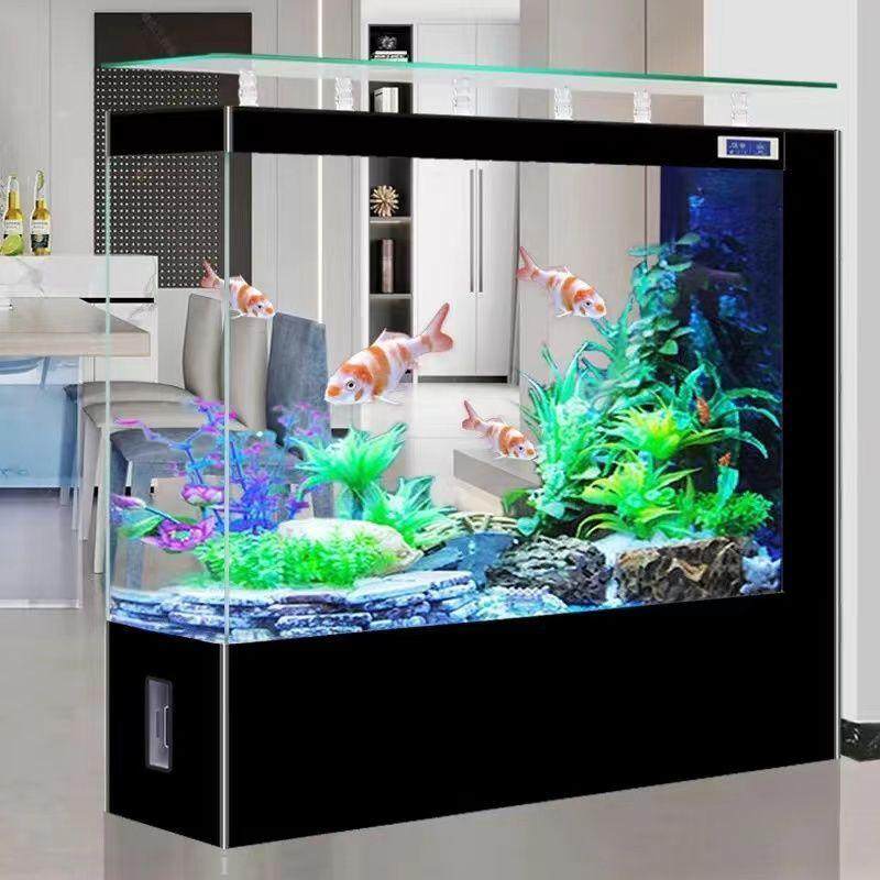 热销麓f鱼缸客厅2023新款玻璃大型智能温滤轻奢家用落地侧显水族
