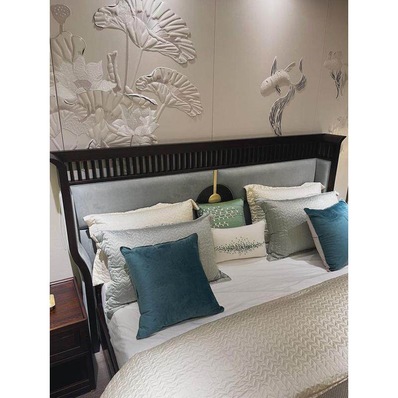 j6da新中式床实木双人床主卧1.8米简约现代禅意婚床民宿酒店家具