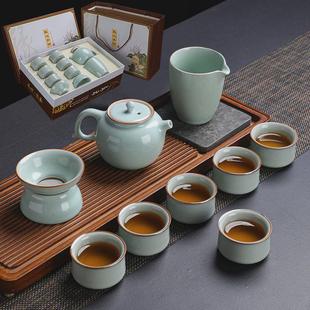 家用高档办公室会客轻奢中式 哥窑茶具套装 陶瓷茶杯小功夫泡茶神器