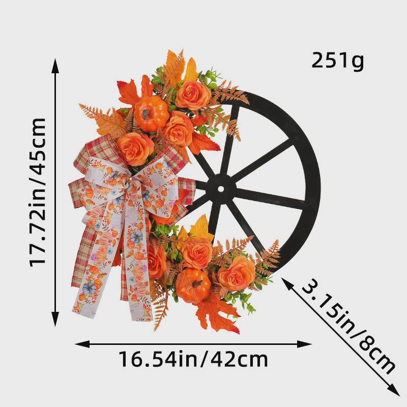 秋季花环感恩节港之恋南瓜车轮花环丰收节装饰品家居门挂批发