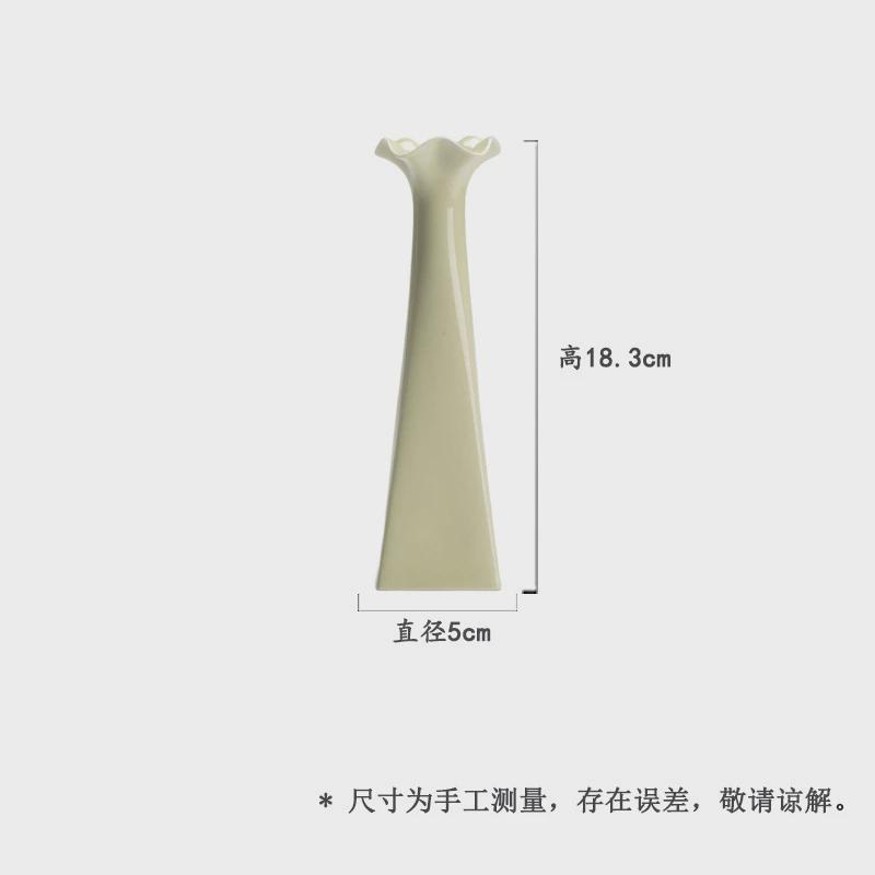 墨己仿宋绿釉花艺瓶茶道配件陶瓷花插茶艺茶道小瓶子茶室空间摆件