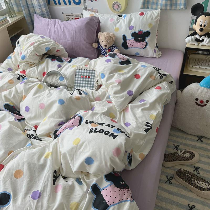 ins风少女心水洗棉四件套可爱小清新系列学生宿舍磨毛印花三件套