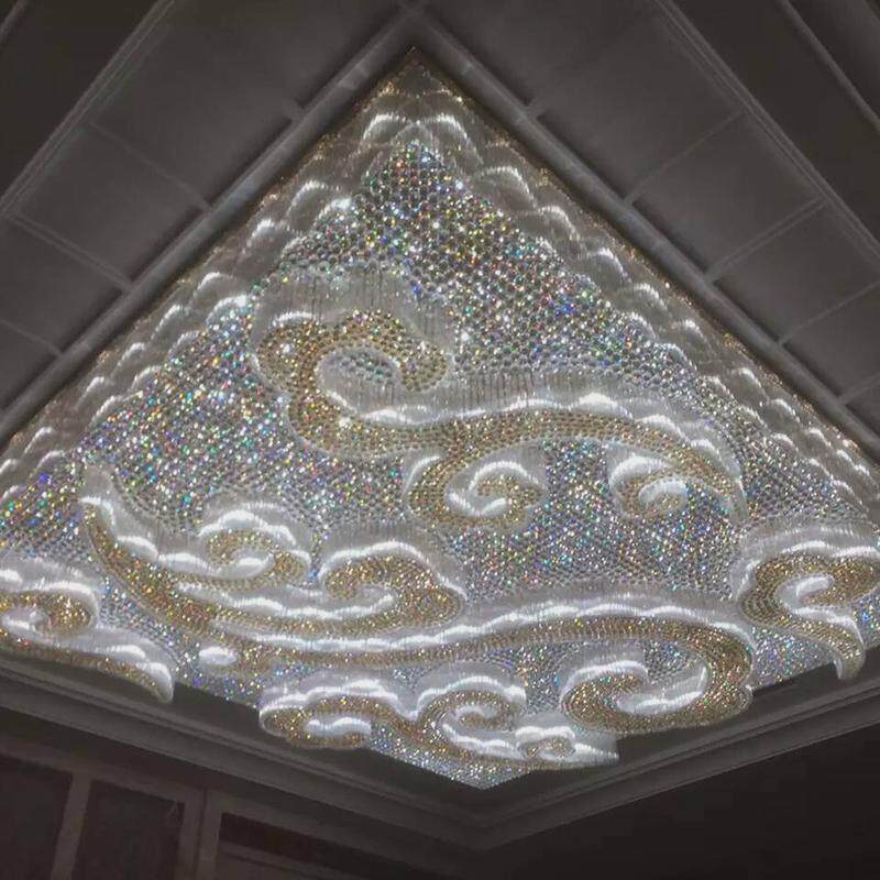 酒店大堂灯具灯饰厂家工程灯别墅会所非标灯具创意祥云水晶灯