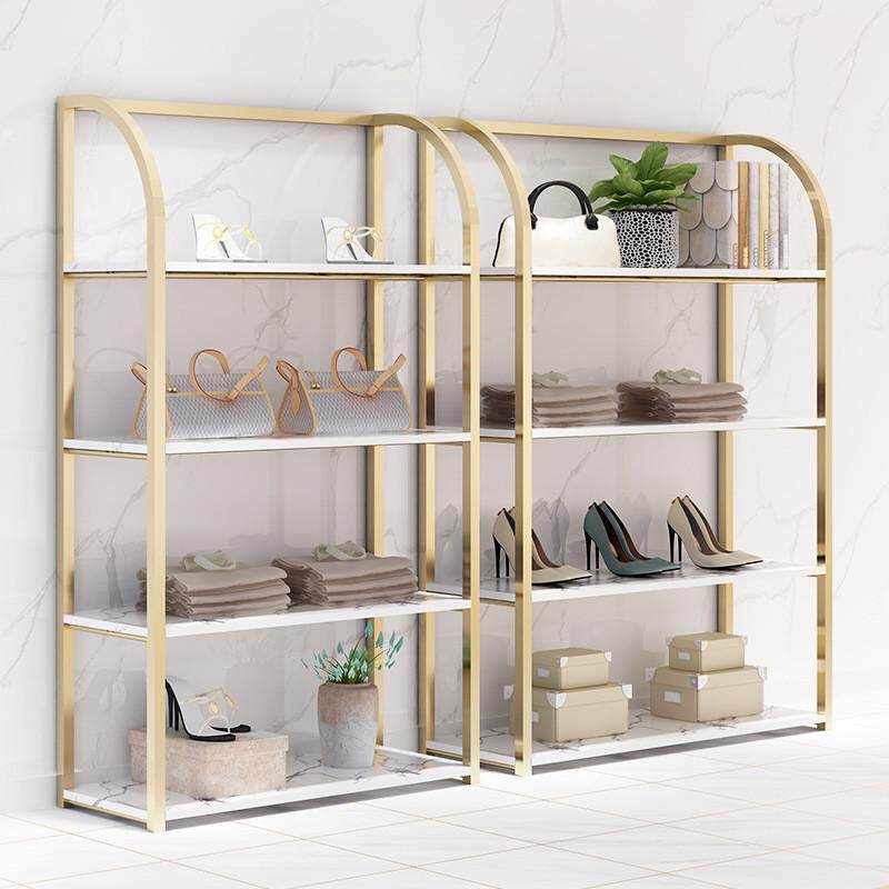 金色架子服装店鞋架包包置物陈列货架多层层架卖鞋鞋店店铺展示架