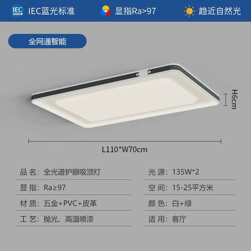 客厅大灯大气现代简约创意北欧极简长方形家用吸顶灯2024年新款
