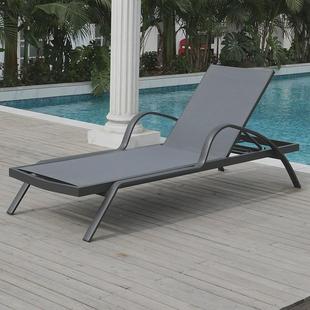 户外躺椅沙滩椅室外泳池躺床阳台庭院休闲铝合金特斯林折叠躺床