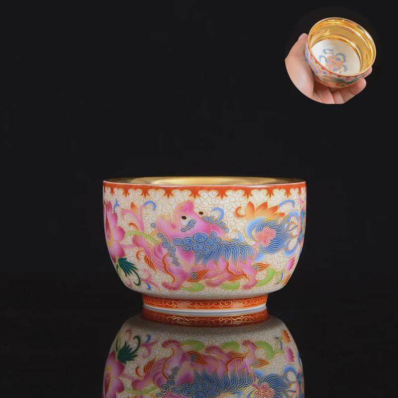 24K金丝龙凤建盏主人杯茶杯羊脂玉鎏金品茗杯陶瓷功夫茶具单个杯,餐饮具,玻璃杯,淘宝优惠券,粉丝福利购,淘宝优惠卷