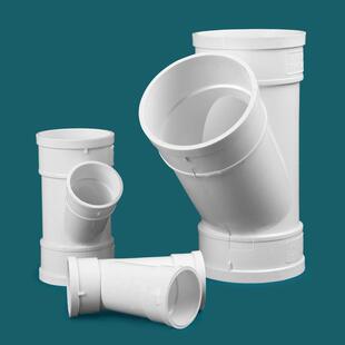 pvc斜排水管三通45度等径异径排风管配件5075110160200250