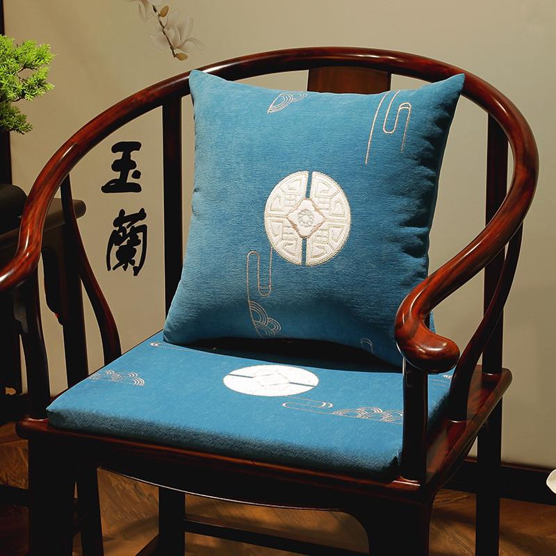新款中式实木餐桌椅子垫太师椅坐垫茶垫子圈椅椅垫坐垫抱枕靠背枕