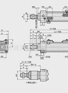 全新ckd标准拉杆型scg气缸-00-100b-25/30/50/75/100/150/200/z