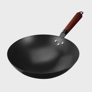 不穿不孔生锈家用不粘炒锅铁锅可用铁铲钢丝球清洁爆炒圆底炒锅