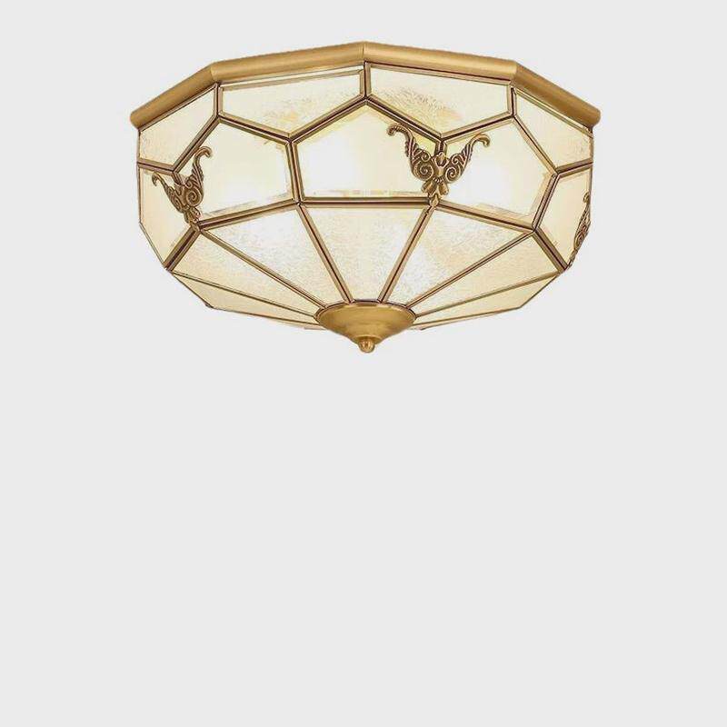 欧式全铜吸顶灯卧室灯led书房客厅灯门厅过道灯温馨圆形浪漫黄铜