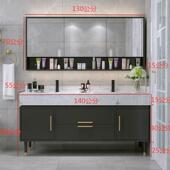实木浴室柜组合岩轻奢一体盆现代板智能镜柜卫生间洗手台洗脸台盆