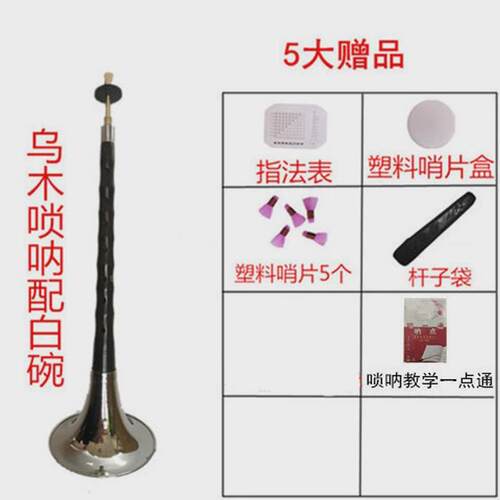 包邮乐器全套哨乌木d唢呐初学者d调锁呐送黑檀盒芯子